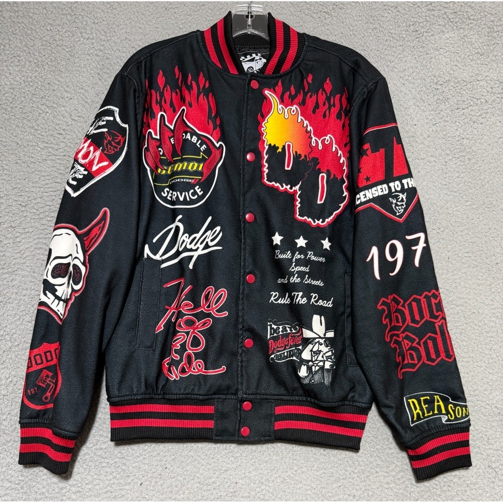 Dodge Demon SRT Varsity Jacket Reason Hellcat Racing Quilted Lined Mens Small